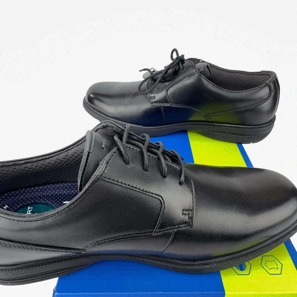 Nunn Bush Marvin St Black Leather KORE Slip Resistant Oxford Shoes Men 10.5M NIB